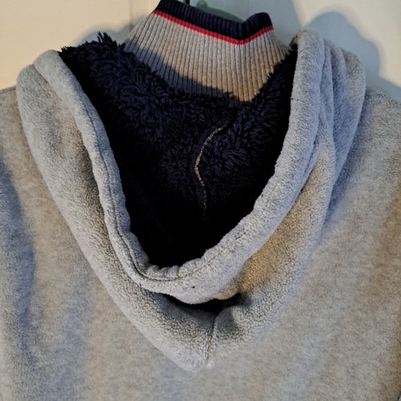 Nautica fleese hoodie Spellout sz L gray red - Picture 3 of 5